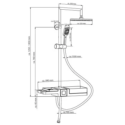 Schütte Überkopfbrause-Set Blueperl Chrome-Schwarz Mit Ablage 6 Schütte Überkopfbrause-Set Blueperl Chrome-Schwarz Mit Ablage – Bild 6