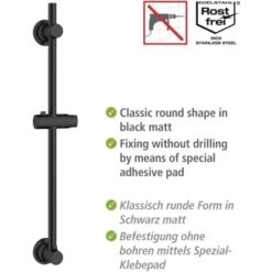 Wenko Duschstange Schwarz Befestigen Ohne Bohren -Brausesets Günstiges Geschäft 903403 1068 03