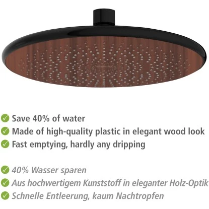 Wenko Regenduschkopf Watersaving Wood Ø 22,5 Cm 5 Wenko Regenduschkopf Watersaving Wood Ø 22,5 Cm – Bild 5