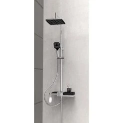 Schütte Überkopfbrause-Set Blueperl Chrome-Schwarz Mit Ablage 8 Schütte Überkopfbrause-Set Blueperl Chrome-Schwarz Mit Ablage -Brausesets Günstiges Geschäft uschsule2in1chromschwarz 3