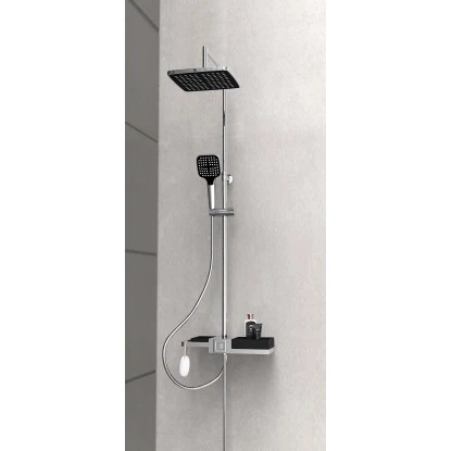 Schütte Überkopfbrause-Set Blueperl Chrome-Schwarz Mit Ablage 3 Schütte Überkopfbrause-Set Blueperl Chrome-Schwarz Mit Ablage – Bild 3